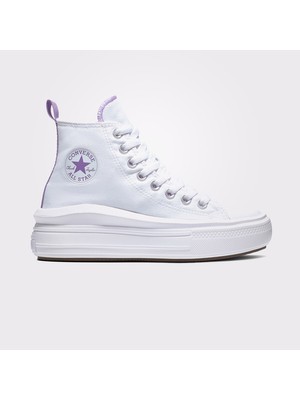 Converse Chuck Taylor All Star Move Platform Kadın Mor Detaylı Beyaz Sneaker
