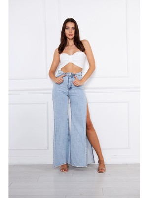 Yanları Yırtmaçlı Kot Pantolon