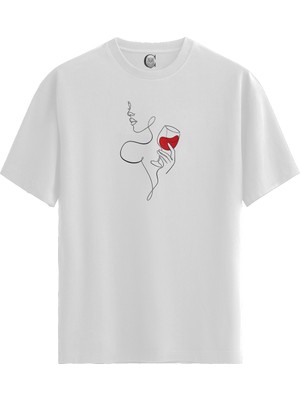 Color Luxe Elegant Sip -  Pamuklu Kadın Beyaz Tişört - Premium Quality