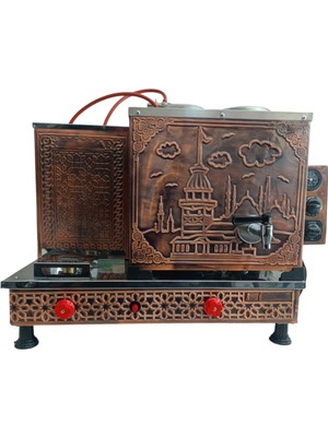 2 Gözlü Doğalgazlı Ce Gazmer Onaylı Bakır Çay Kazanı Çay Ocağı Çay Semaveri Istanbul Boğaziçi Model Çay Makinesi