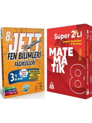 Ünlüler 8. Sınıf Fen Bilimleri Jett Soru Fasikülleri ve Örnek Akademi Süper Ikili Matematik Seti