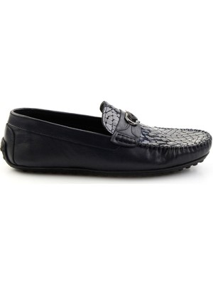 Bambi Lacivert Leather Erkek Loafer Ayakkabı E01757714803