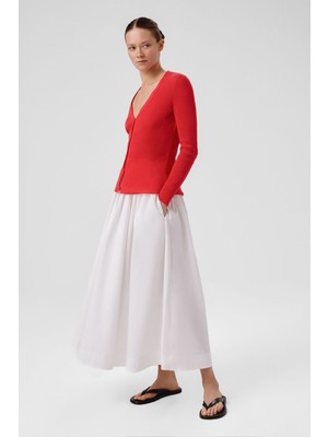 Fuşya V Yaka Fitilli Ince Kadın Hırka