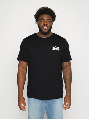 Jack&jones 12158505 Sol Gogus Yazılı Buyuk Beden Kısa Kol Tshırt