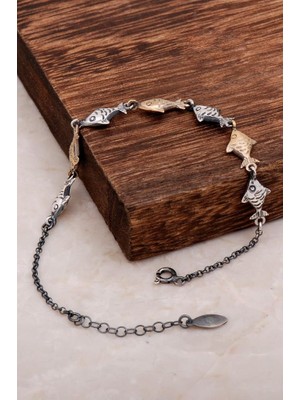 Sümer Telkari Balık Tasarım Gümüş Bileklik 3195