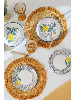 Keramika Lemon Bliss Ege Pasta Tabağı 20 cm 4 Parça 22089-92