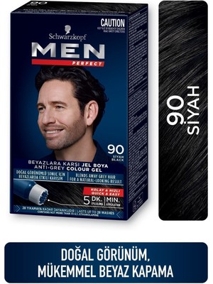 Schwarzkopf Men Perfect Siyah Renk Krem Saç Boyası 90 Doğal Görünüm ve Beyaz Kapatma
