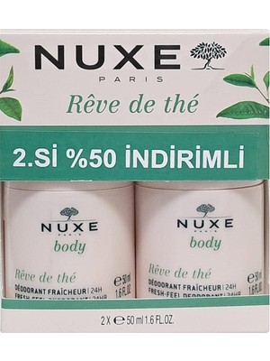 Nuxe Body Rêve De Thé 2x50 ml Roll-on Deodorant 24 Saat Etkili Ferahlatıcı Yeşil Çay Kokulu