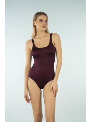 Estiva U Yaka Büyük Beden Mayo - Mürdüm