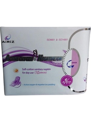 Airiz Hijyenik Pedler 10'lu Active Oxygen & Negative Ion Konforlu Kullanım İçin