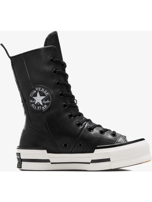 Converse Chuck 70 Plus Unisex Siyah Deri Platform Sneaker