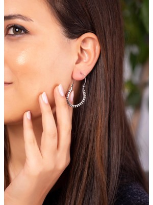 Sümer Telkari Halka Elişi Gümüş Tasarım Küpe 4946