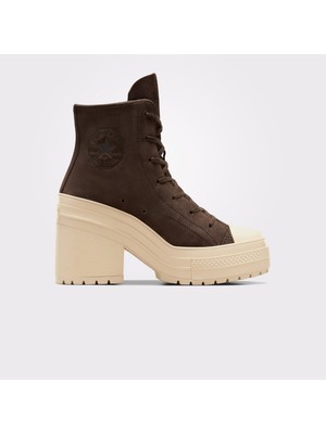 Converse Chuck 70 De Luxe Heel Unisex Kahverengi Deri Platform Sneaker