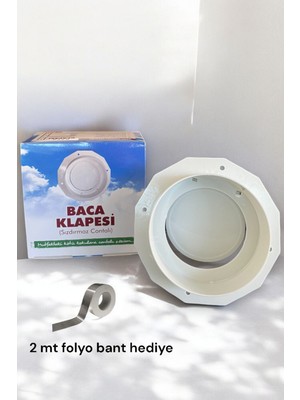 Aspiratör Baca Klapesi Çekvalfi , Davlumbaz Baca Klapesi Koku Önleyici , 2mt Folyo Bant Uyumlu