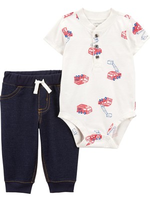 Carter's Erkek Bebek Body Pantolon Set 2'li Paket