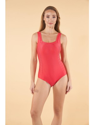 Estiva Kare Yaka Dikişli Mayo - Kırmızı