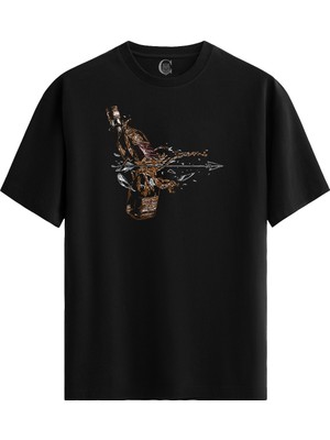 Color Luxe Arrow Pamuklu Kadın Siyah Tişört - Premium Quality