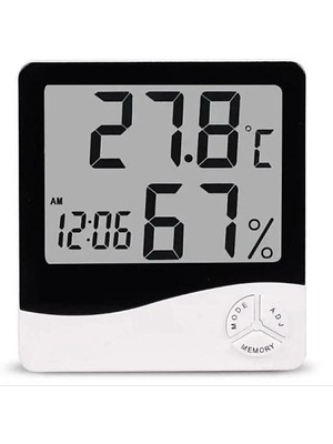 Beyzana Dijital Termometre Sıcaklık ve Nem Ölçer Masa Saati Alarm