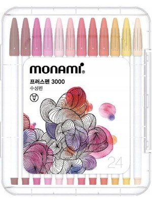 Monami Plus Pen 3000 Serisi 24'lü Keçeli Kalem Seti Su Bazlı Mürekkep ile İnce Uçlu Tasarım