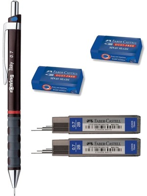 Faber-Castell Rotring Tikky 0.7 mm Okul Seti 2 Adet Faber Castell 0.7 mm Uç + 2 Adet Faber Castell Silgi