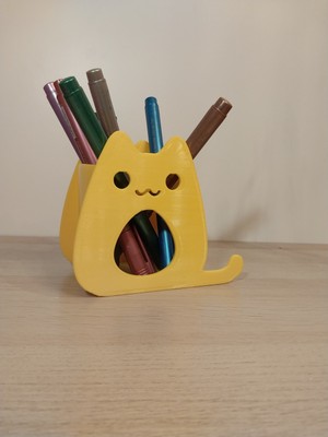 Kedi Kalemlik - Çocuk Çalışma Masası - Makyaj Fırçalığı - Ofis Organizer