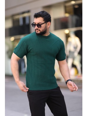 Bisiklet Yaka Kısa Kol Erkek Örme Triko Tişört