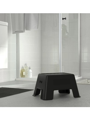 Kaymaz Taban Banyo Basamağı 45X35X25 cm Ikea Tabure Basamak Plastik Çocuk Basamağı Siyah Renk