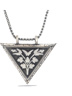 925 Ayar Gümüş Üçgen Içi Açılabilen Çiçek Muskalık Gümüş Kolye