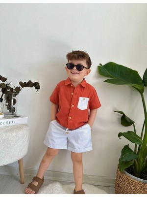 Keten Şort ve Müslin Gömlekli Takım