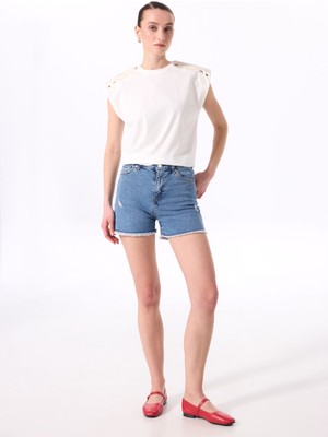 Fabrika Standart Bel Basic Indigo Kadın Denim Şort F5SL-SHT0351