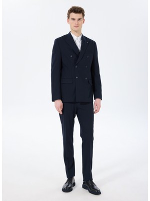 Fabrika Bağlamalı Bel Basic Lacivert Erkek Takım Elbise F5SM-TKM 2545