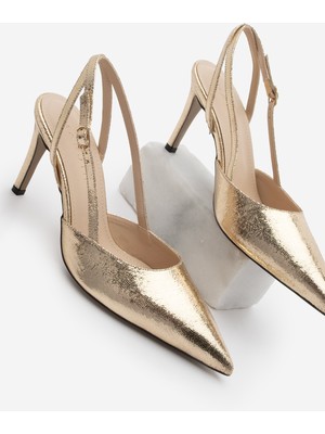 Marjin Kadın Stiletto Sivri Burun Arkası Açık Topuklu Ayakkabı Zemar