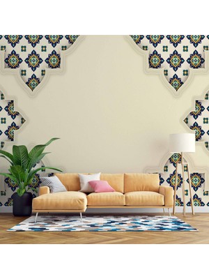 Etnik Motif Çini Desenli Duvar Kağıdı