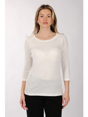 Daido Minimalist 3/4 Kol Yuvarlak Yaka Kadın T-Shirt - Günlük Şıklık