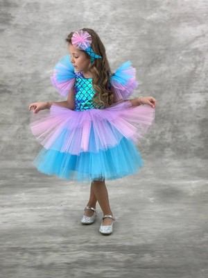 Biberon Çocuk Giyim Pumpido Deniz Kızı Kısa Elbise Toka Set