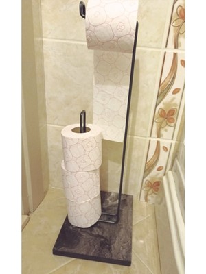 ALMİTAL Ultra lüks Antrasit Ayaklı Tuvalet Kağıtlığı Paslanmaz Yedekli Tuvalet Kağıtlığı