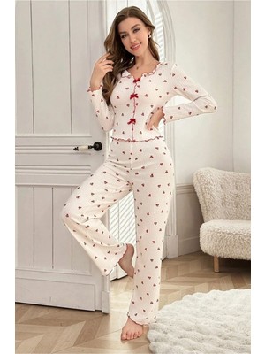 Bella Notte Pamuklu Kiraz Desenli Mevsimlik Pijama Takımı