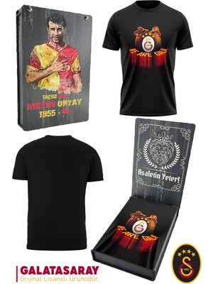 Galatasaray Orijinal Lisanslı We Are Gala T-Shirt Metin Oktay Baskılı Hediyelik Ahşap Kutulu