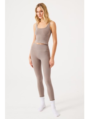 Jerf Aura Yüksek Bel 7/8 Modal Tayt Açık Kahve