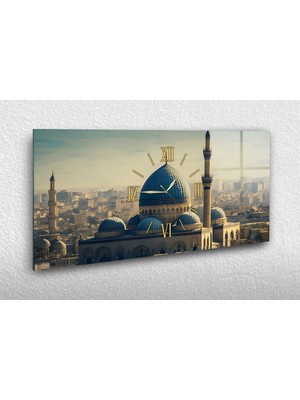 Marpanya Yatay Ortadan Saatli Dini Temalı Cam Tablo YSOD111
