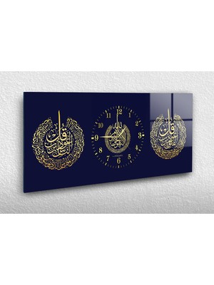 Marpanya Yatay Ortadan Saatli Dini Temalı Cam Tablo YSOD106