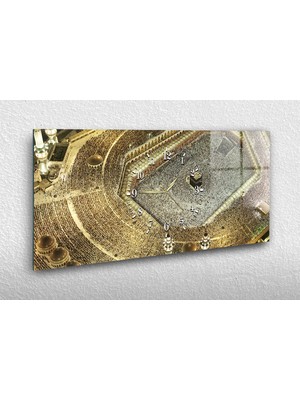 Marpanya Yatay Ortadan Saatli Dini Temalı Cam Tablo YSOD051