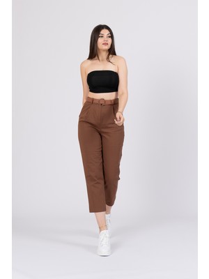 Kemerli Gabardin Kot Kumaş Kalem Denim Pantolon 3880