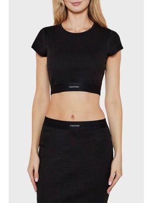 Calvin Klein Us Calvin Klein Streç Pamuklu Slim Fit Bisiklet Yaka Top LV00QS7349UB1 Bayan Top LV00QS7349 Ub1