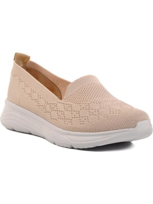 2410 Z Krem-Beyaz Triko Hafif Esnek Kadın Günlük Ayakkabı