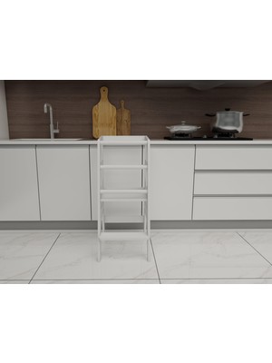 Beyaz Ahşap Çocuk Öğrenme-Etkinlik Kulesi