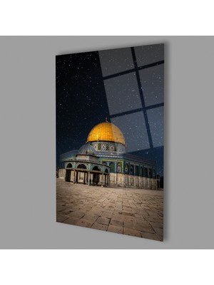 Exela Home Dikey Kudüs Kubbet’üs Sahra Dini Cam Tablo