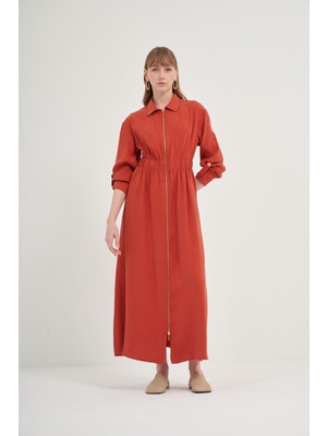 FTZ Women Kadın Modal Elbise  Kiremit 31033