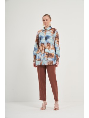 FTZ Women Kadın Desenli Kap  İndigo 31070