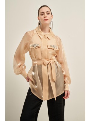 FTZ Women Kadın Organze Kap  Beige 31022